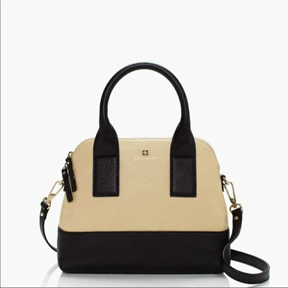 🔥🆕Kate Spade Cream & Black Satchel Handbag - Picture 1 of 10